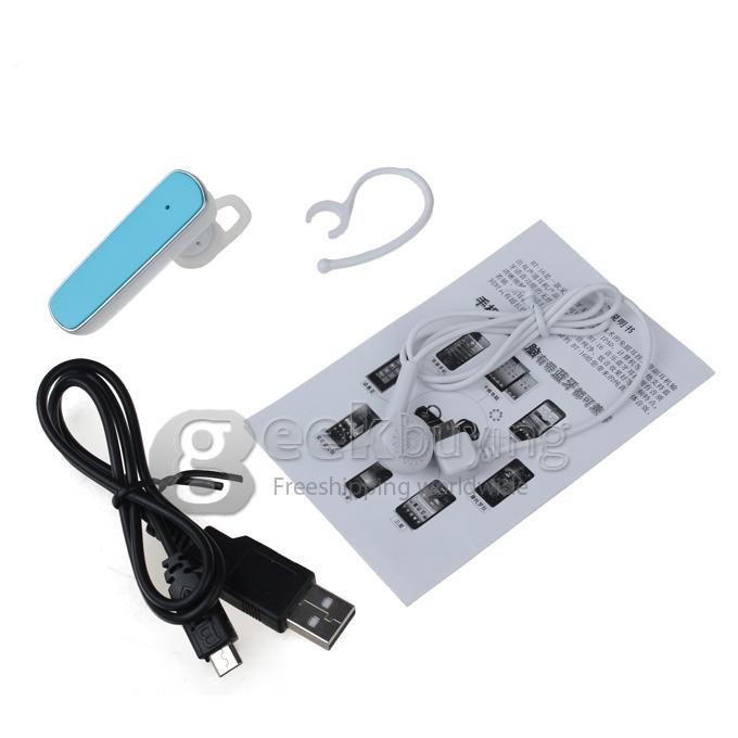 BT-16 Bluetooth V3.0+EDR Wireless Headset Earphone for Mobile Phone with Earphone & Hook-Blue