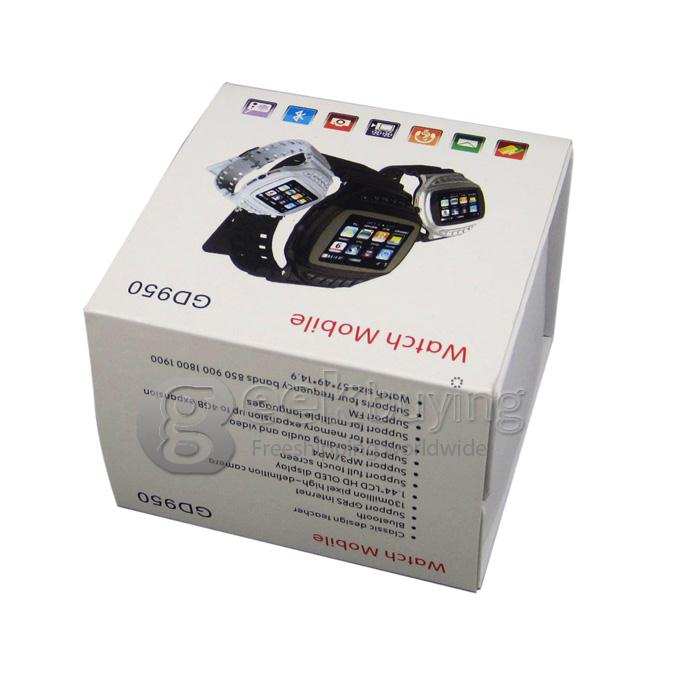 GD950 A-GPS Java Bluetooth 1.36 inch TFT Touch Screen Fashion Watch Phone with Camera/Single SIM/Quad Band-Black