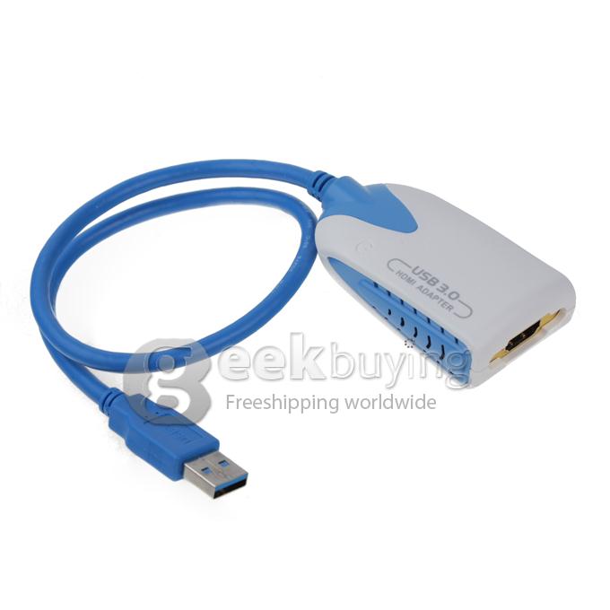 USB 3.0 Male to HDMI Female Display Adapter (Blue + White)