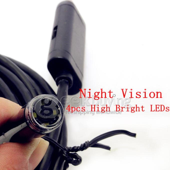 High Resolution 7m Waterproof Wire Endoscope with 4 LED Low Lux Luminance Lights & 1/6 CMOS Camera
