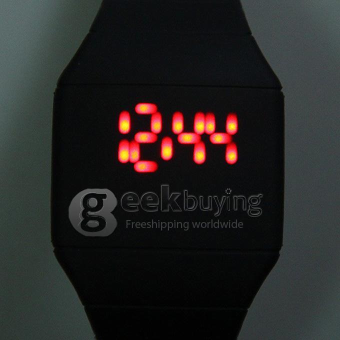 Makibes 10 pcs Colorful Touch Screen LED Watch with Red Light Rectangle Dial and Silicon Band