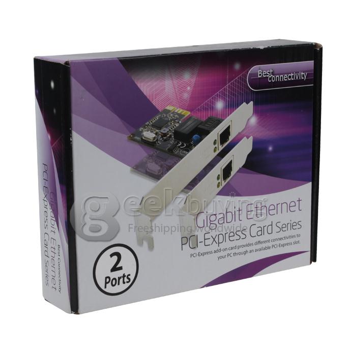 1000Mbps Ethernet PCI-Express Add-on Card with 2 Ports for PC Desktop Computer