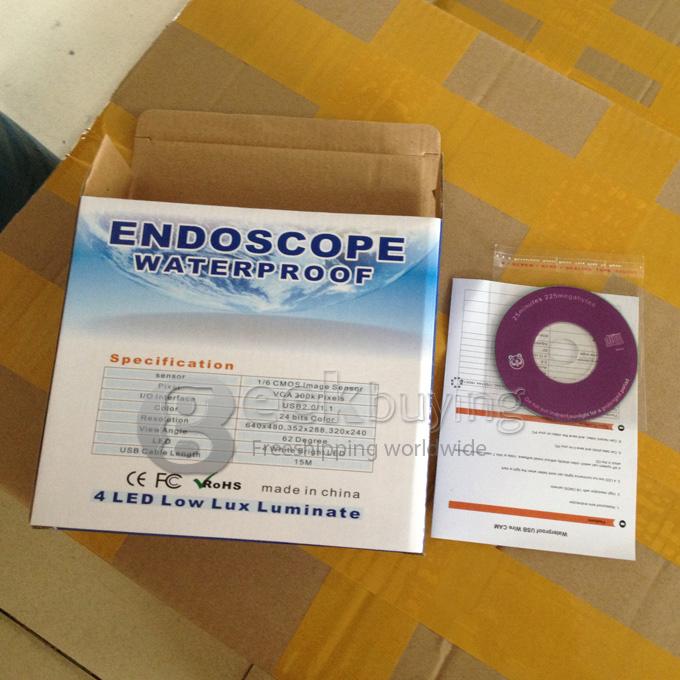 14.5mm Camera Head Diameter Waterproof Wire Endoscope with 4 White LED lights & 1/6 VGA CMOS