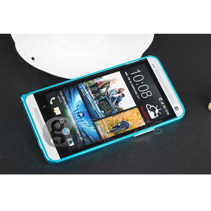 Blue Ultra Thin 0.6mm Metal Aluminum Hard Case Bumper Cover for HTC ONE M7