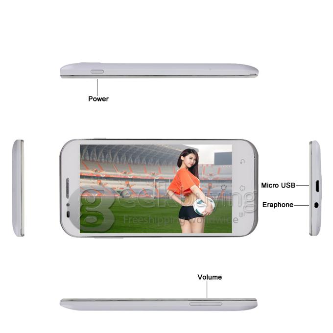 Haier W850 4.5inch IPS FWVGA Touchscreen Qualcomm MSM8625Q Quad Core Smart Phone 1.2GHz 5.0MP Camera Android 4.1 OS--White