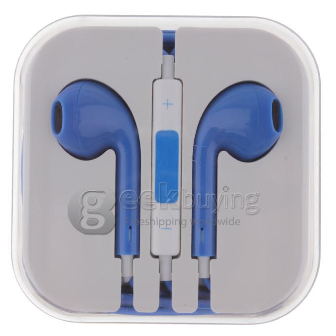 Stylish Design Earphone Headset Earpods with Remote & Mic for iPhone 5S 5C 5 / iPod Touch 5 / iPad - Blue