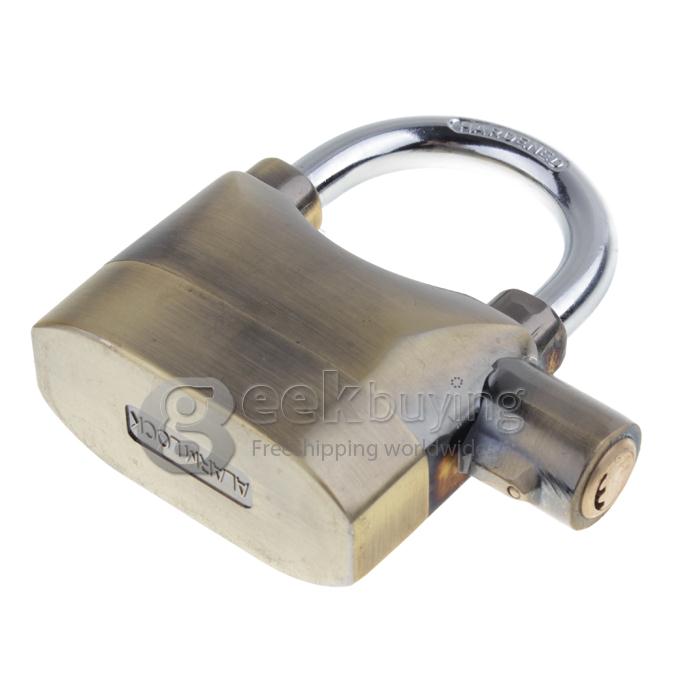 Metal Padlock Electronic Alarm Bike / Motorcycle / Doors Alarm Lock 110db Security Alarm System - Gold