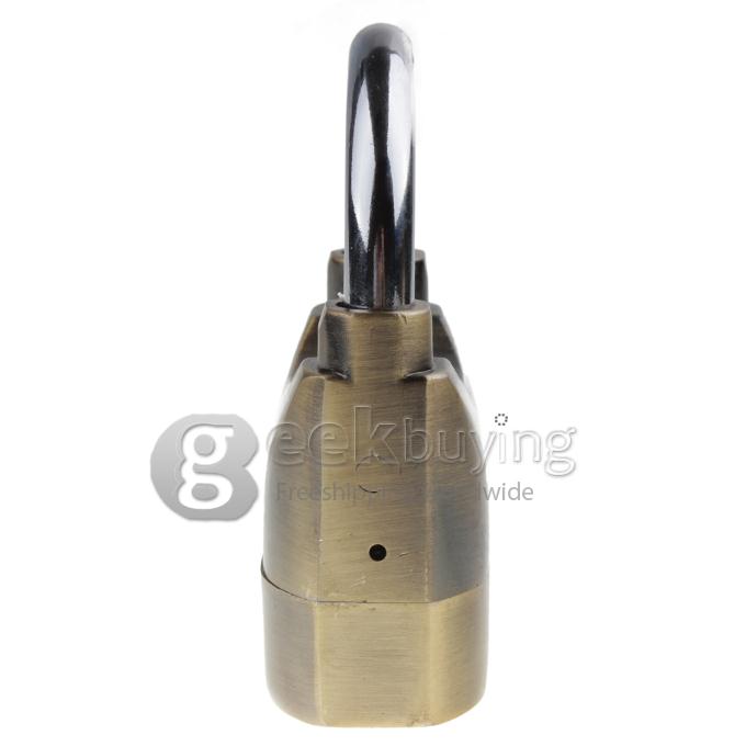 Metal Padlock Electronic Alarm Bike / Motorcycle / Doors Alarm Lock 110db Security Alarm System - Gold