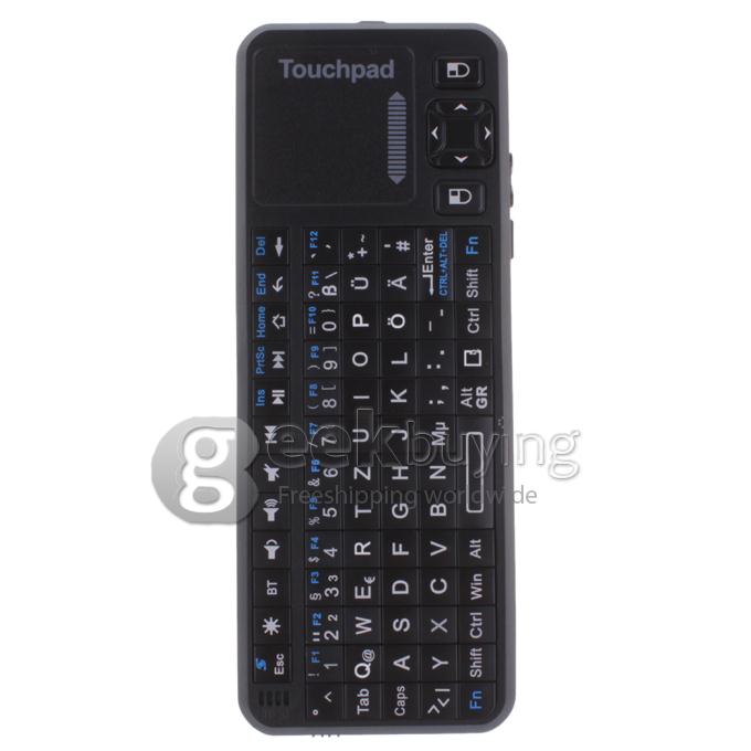 German IPazzPort KP-810-19BTT Bluetooth Mini Wireless QWERTZ Keyboard with Touchpad+LED For Tablet/Mini PC/TV Box