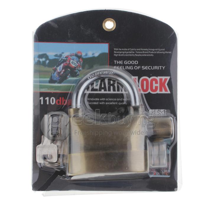Metal Padlock Electronic Alarm Bike / Motorcycle / Doors Alarm Lock 110db Security Alarm System - Gold