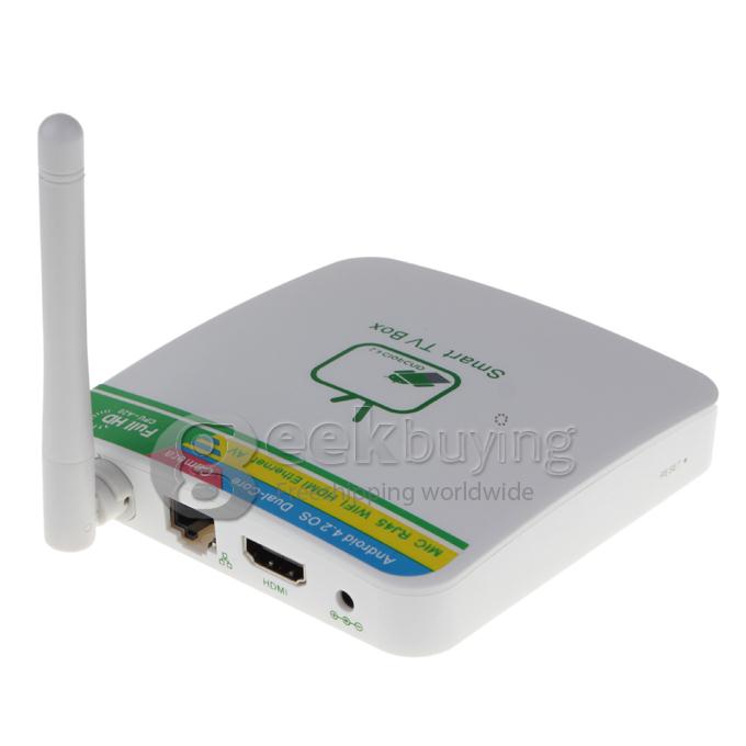 GV-11D Allwinner A20 Dual Core Google Android 4.2.2 Mini TV BOX HDMI HDD Player 1G/4G Camera Mic External Wifi Antenna with Remote Control - White