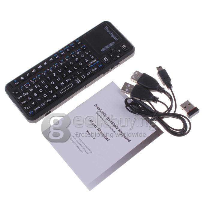 German IPazzPort KP-810-19BTT Bluetooth Mini Wireless QWERTZ Keyboard with Touchpad+LED For Tablet/Mini PC/TV Box