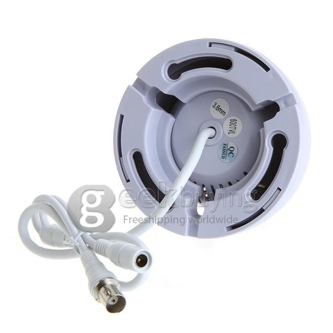 1/3 CMOS 3.6mm Lens 600TVL 3LED 360 Degree Horizontally and 90 Degree Vertically Dome Security CCTV Camera White SX-403A