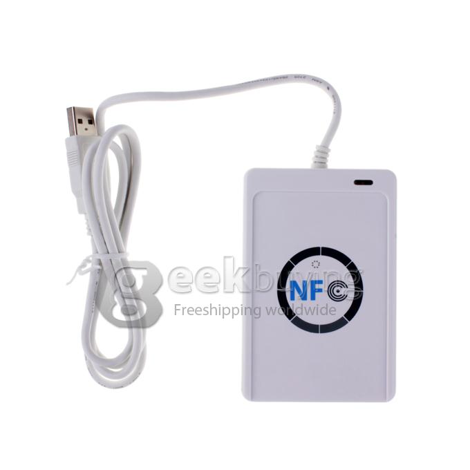 USB ACR-122U NFC Rfid Contactless Smart IC Card/Tag Reader and Writer 13.56MHz + NFC IC Cards + 1 SDK CD - White