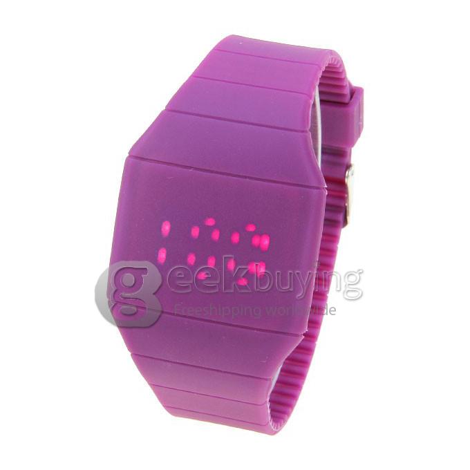 Makibes 10 pcs Colorful Touch Screen LED Watch with Red Light Rectangle Dial and Silicon Band