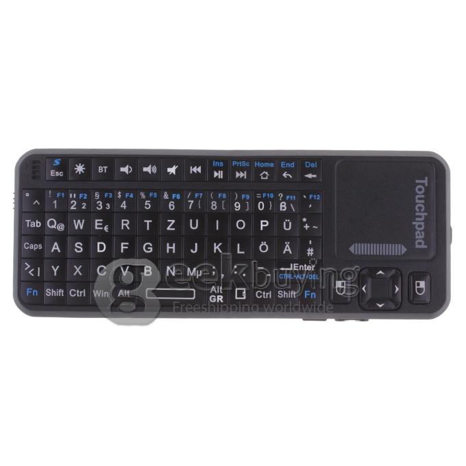 German IPazzPort KP-810-19BTT Bluetooth Mini Wireless QWERTZ Keyboard with Touchpad+LED For Tablet/Mini PC/TV Box