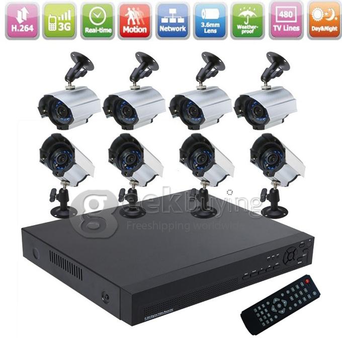 Weatherproof 8CH CCTV Camera System H.264 1/4