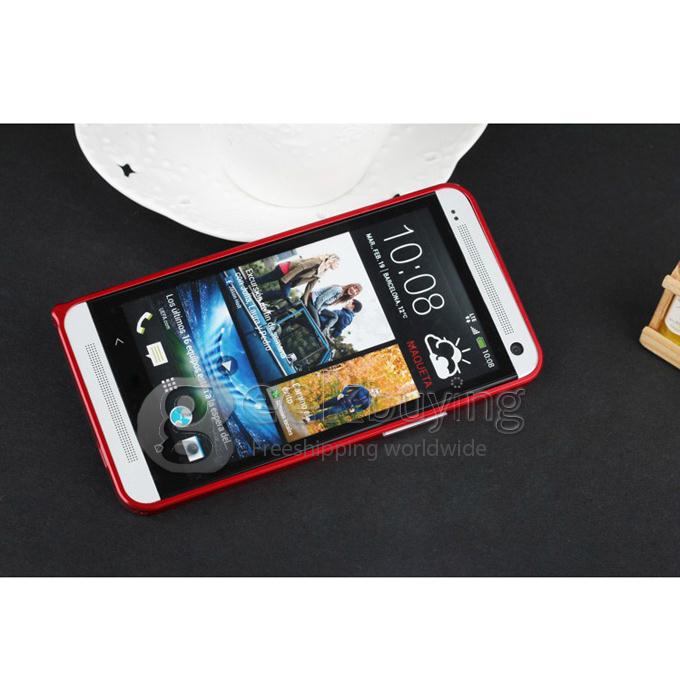 Red Ultra Thin 0.6mm Metal Aluminum Hard Case Bumper Cover for HTC ONE M7