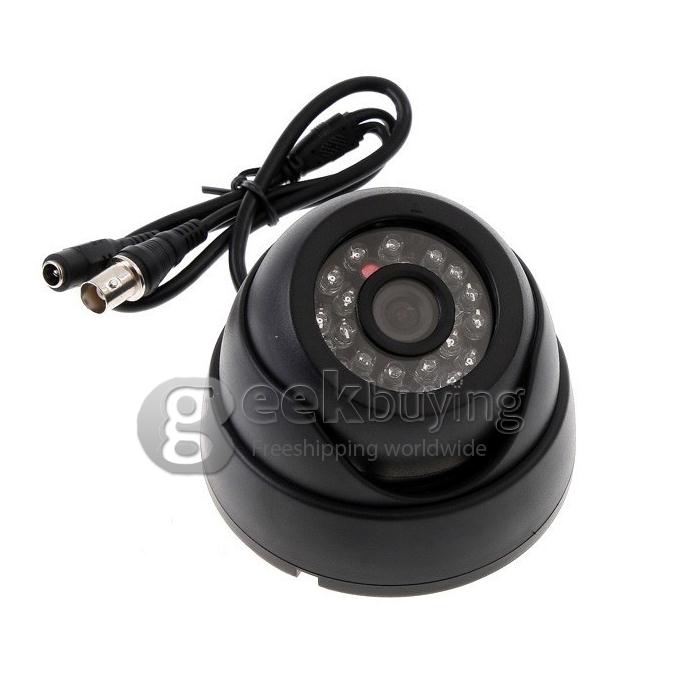 Dome Digital CCTV Color Camera 380 TVL COMS 3.6 MM CCD W/ 24 IR LEDs - Black