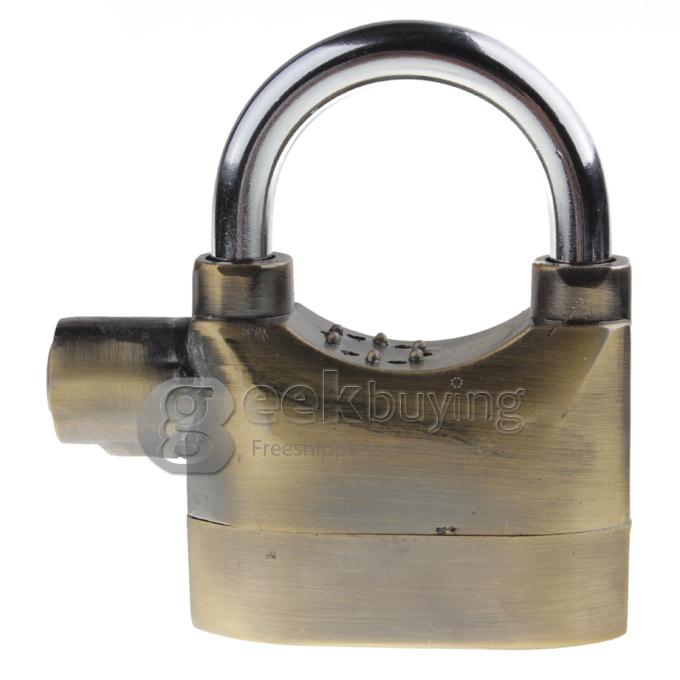Metal Padlock Electronic Alarm Bike / Motorcycle / Doors Alarm Lock 110db Security Alarm System - Gold