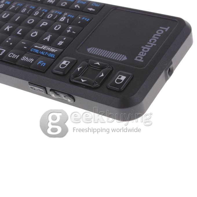 German IPazzPort KP-810-19BTT Bluetooth Mini Wireless QWERTZ Keyboard with Touchpad+LED For Tablet/Mini PC/TV Box