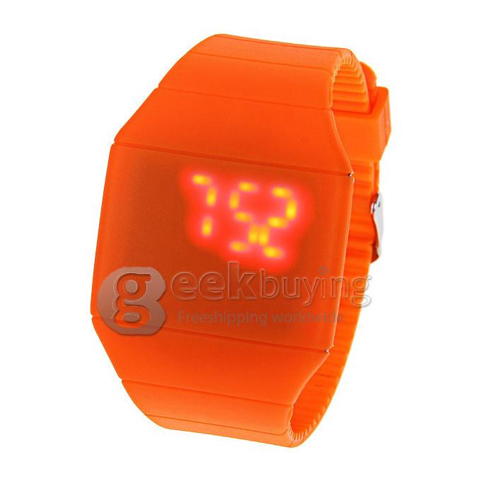 Makibes 10 pcs Colorful Touch Screen LED Watch with Red Light Rectangle Dial and Silicon Band