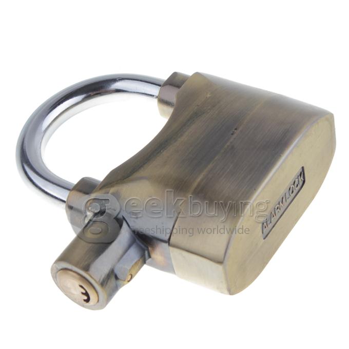 Metal Padlock Electronic Alarm Bike / Motorcycle / Doors Alarm Lock 110db Security Alarm System - Gold