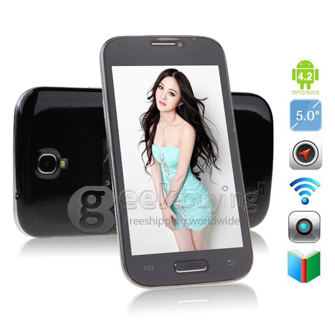 Z.doxio I9500 5.0Inch Capacitive Screen SC6820 1.0GHz Smart Phone 2.0MP Camera Android 4.2 OS WIFI/Bluetooth - Black