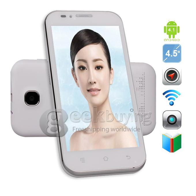 Haier W850 4.5inch IPS FWVGA Touchscreen Qualcomm MSM8625Q Quad Core Smart Phone 1.2GHz 5.0MP Camera Android 4.1 OS--White