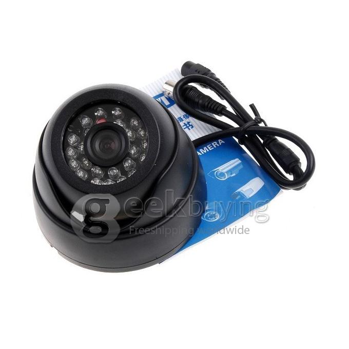 Dome Digital CCTV Color Camera 380 TVL COMS 3.6 MM CCD W/ 24 IR LEDs - Black