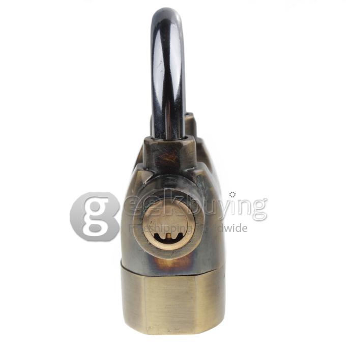 Metal Padlock Electronic Alarm Bike / Motorcycle / Doors Alarm Lock 110db Security Alarm System - Gold