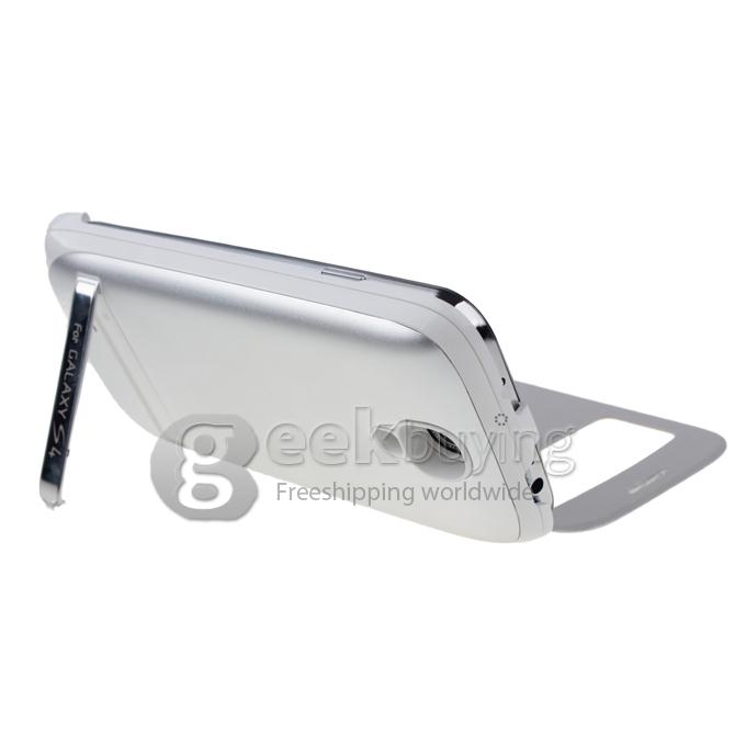 3200mAH External Power Bank Backup Battery Charger with View Flip Stand Case for Samsung Galaxy S4 i9500 - White