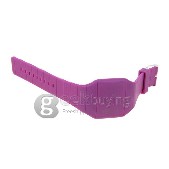 Makibes Touch Screen LED Watch with Red Light Rectangle Dial and Silicon Band - Purple