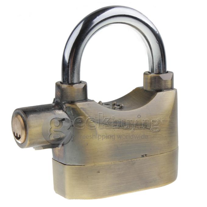 Metal Padlock Electronic Alarm Bike / Motorcycle / Doors Alarm Lock 110db Security Alarm System - Gold