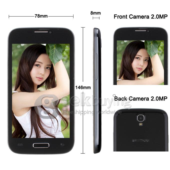 Z.doxio I9500 5.0Inch Capacitive Screen SC6820 1.0GHz Smart Phone 2.0MP Camera Android 4.2 OS WIFI/Bluetooth - Black