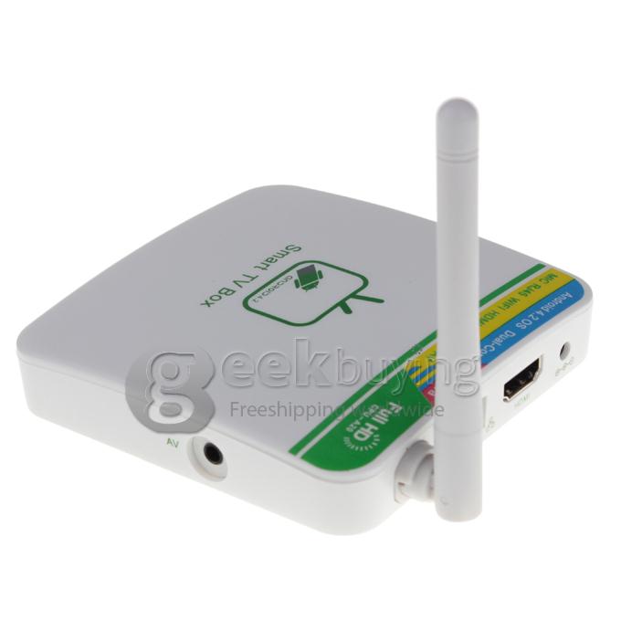 GV-11D Allwinner A20 Dual Core Google Android 4.2.2 Mini TV BOX HDMI HDD Player 1G/4G Camera Mic External Wifi Antenna with Remote Control - White