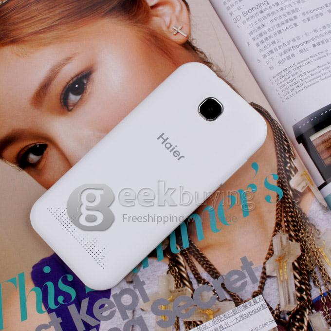 Haier W850 4.5inch IPS FWVGA Touchscreen Qualcomm MSM8625Q Quad Core Smart Phone 1.2GHz 5.0MP Camera Android 4.1 OS--White