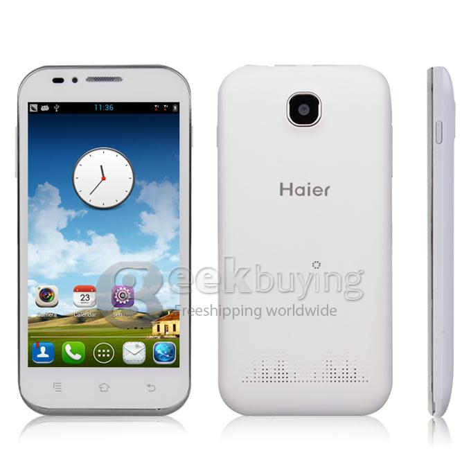 Haier W850 4.5inch IPS FWVGA Touchscreen Qualcomm MSM8625Q Quad Core Smart Phone 1.2GHz 5.0MP Camera Android 4.1 OS--White