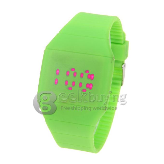 Makibes 10 pcs Colorful Touch Screen LED Watch with Red Light Rectangle Dial and Silicon Band