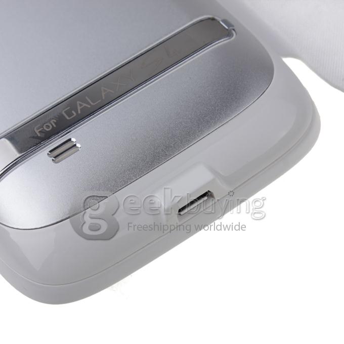 3200mAH External Power Bank Backup Battery Charger with View Flip Stand Case for Samsung Galaxy S4 i9500 - White