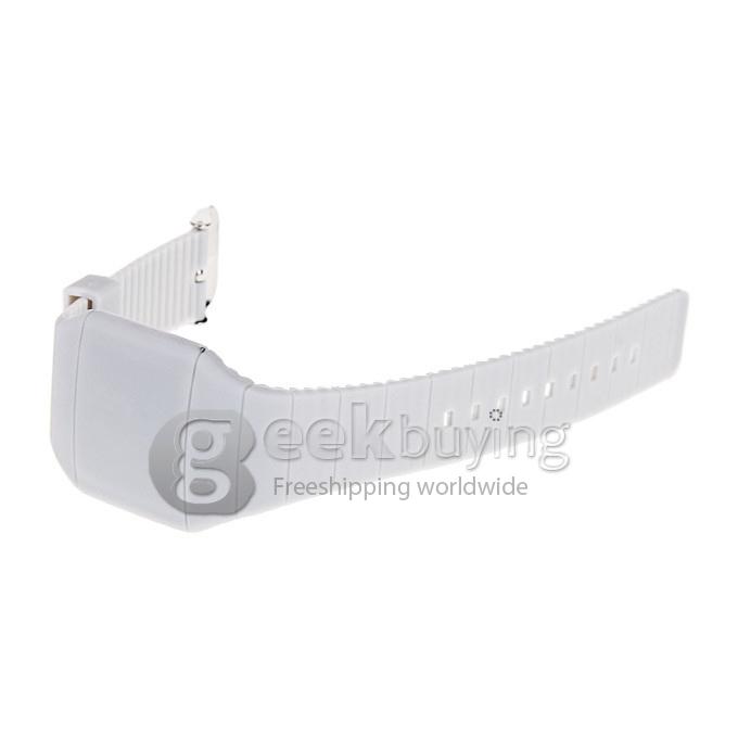 Makibes Touch Screen LED Watch with Red Light Rectangle Dial and Silicon Band - White