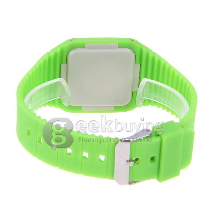 Makibes Touch Screen LED Watch with Red Light Rectangle Dial and Silicon Band - Green