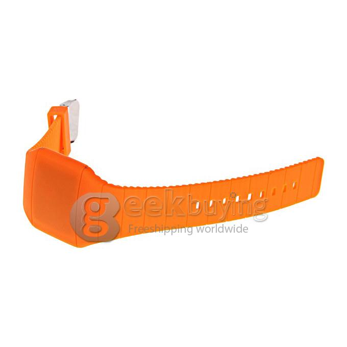 Makibes Touch Screen LED Watch with Red Light Rectangle Dial and Silicon Band - Orange