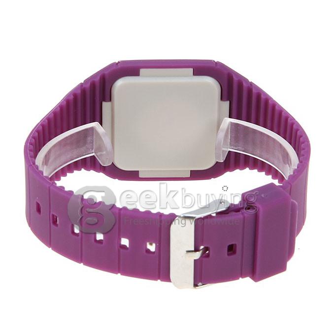 Makibes Touch Screen LED Watch with Red Light Rectangle Dial and Silicon Band - Purple