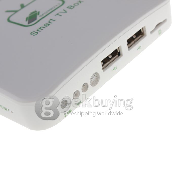 GV-11D Allwinner A20 Dual Core Google Android 4.2.2 Mini TV BOX HDMI HDD Player 1G/4G Camera Mic External Wifi Antenna with Remote Control - White