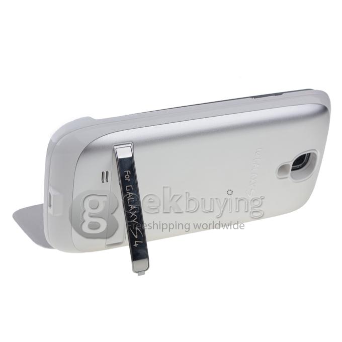 3200mAH External Power Bank Backup Battery Charger with View Flip Stand Case for Samsung Galaxy S4 i9500 - White