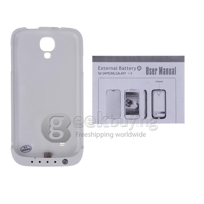 3200mAH External Backup Battery Charger Case with Stand for Samsung Galaxy S4 i9500 - White