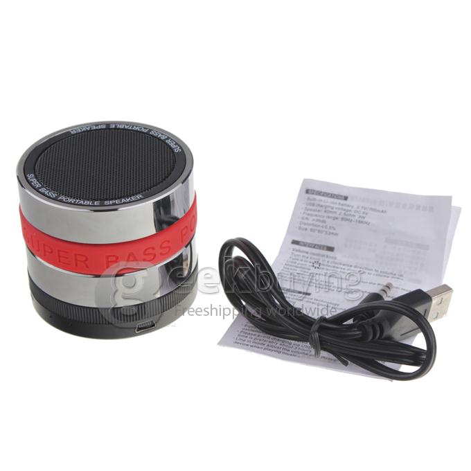 2013 New Mini Super Bass Portable Wireless Bluetooth Speaker TF Card Music Player - Red