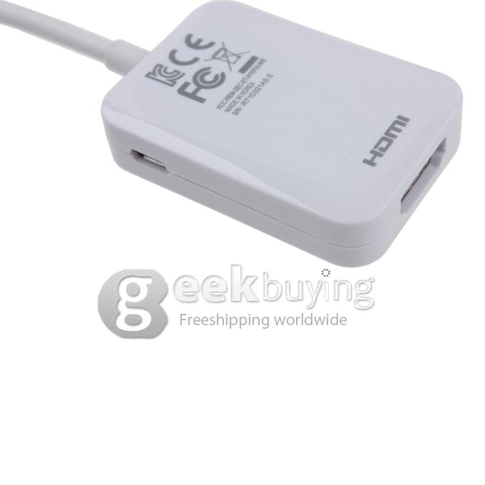 MHL Micro USB to HDMI Cable HDTV Adapter for Samsung Galaxy S4 SIV - White