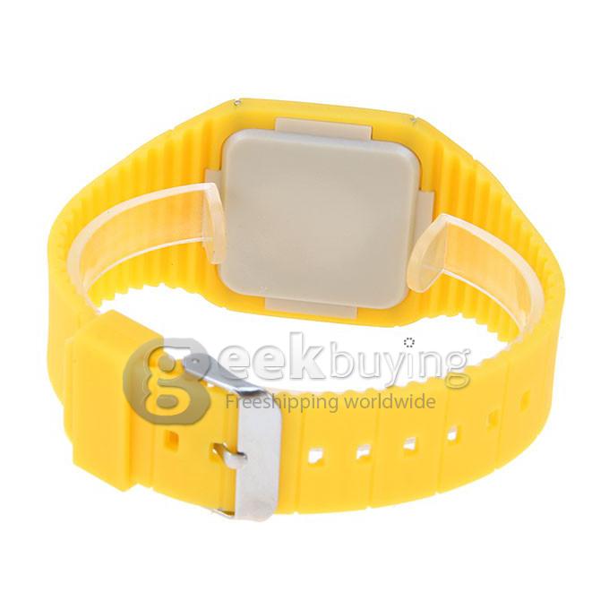 Makibes Touch Screen LED Watch with Red Light Rectangle Dial and Silicon Band - Yellow